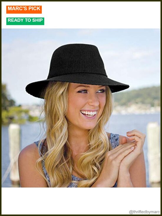 UPF 50+ Wide Brim Fedora Sun Hat - Packable Straw main image 4